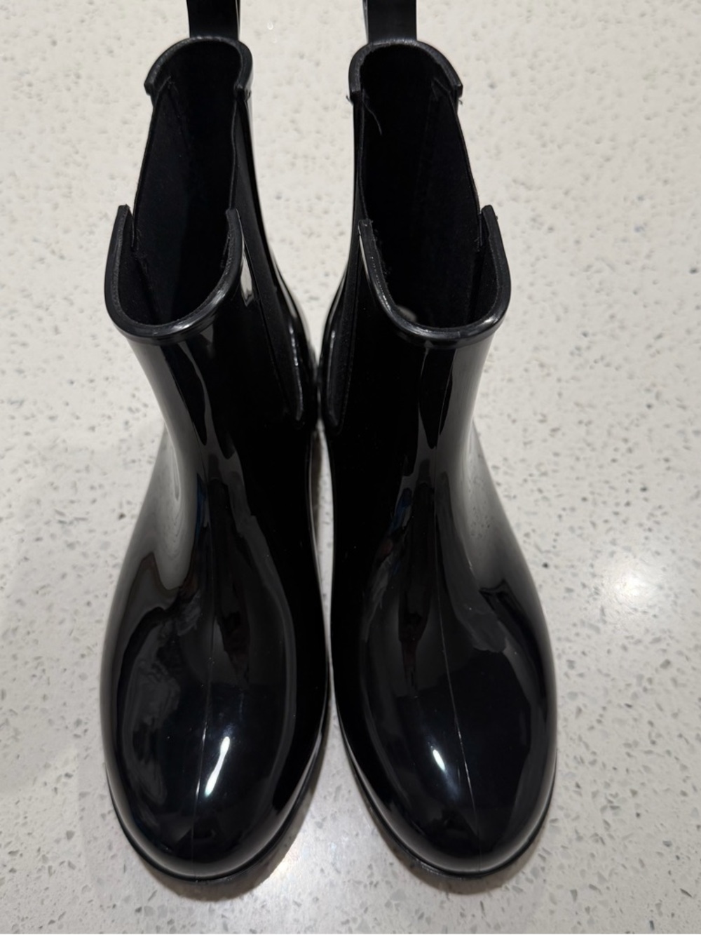HISEA Women’s Black Gloss Waterproof Ankle Rain Boots